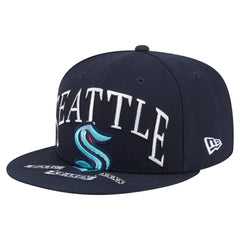 NHL Seattle Kraken New Era Oversized Vintage Arch 59Fifty Fitted Hat - Deep Sea Blue