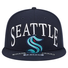 NHL Seattle Kraken New Era Oversized Vintage Arch 59Fifty Fitted Hat - Deep Sea Blue