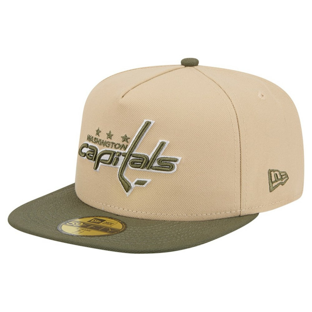NHL Washington Capitals New Era Color Pack Two-Tone 59FIFTY A-Frame Fitted Hat - Tan/Olive