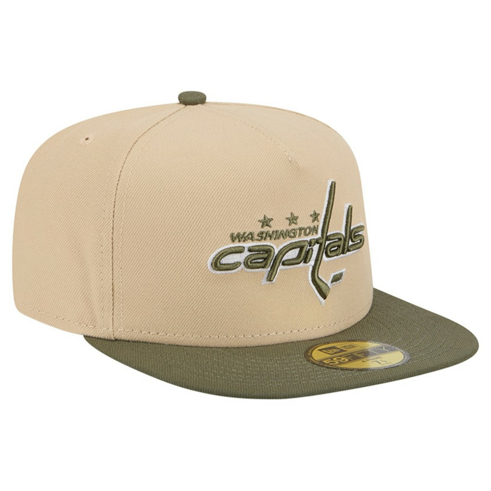 NHL Washington Capitals New Era Color Pack Two-Tone 59FIFTY A-Frame Fitted Hat - Tan/Olive