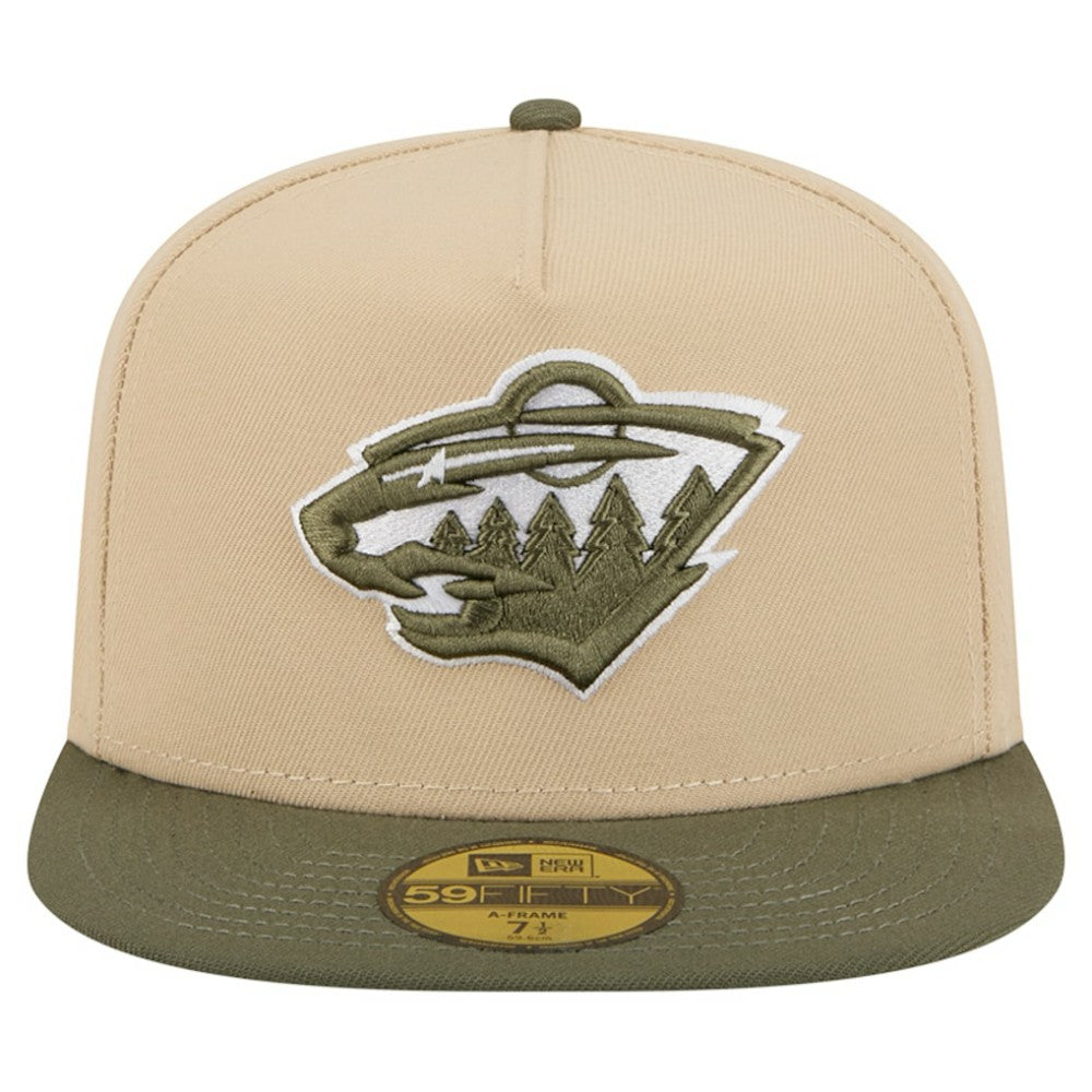 NHL Minnesota Wild New Era Color Pack Two-Tone 59FIFTY A-Frame Fitted Hat - Tan/Olive