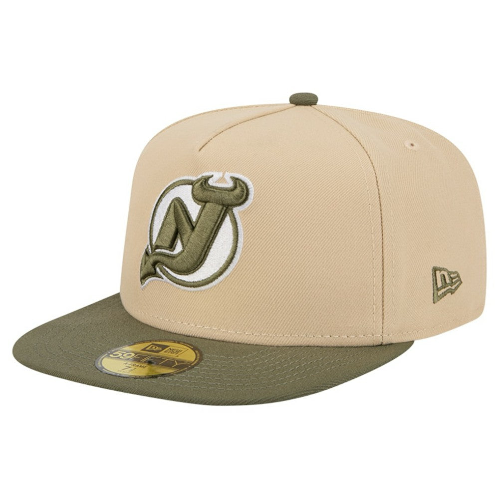 NHL New Jersey Devils New Era Color Pack Two-Tone 59FIFTY A-Frame Fitted Hat - Tan/Olive