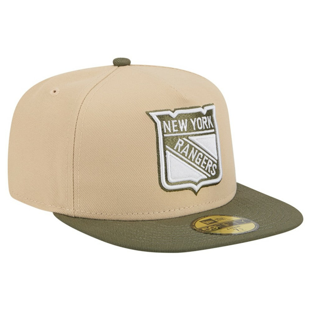 NHL New York Rangers New Era Color Pack Two-Tone 59FIFTY A-Frame Fitted Hat - Tan/Olive