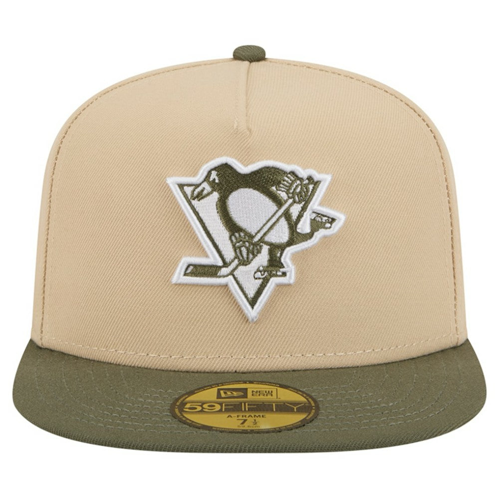 NHL Pittsburgh Penguins New Era Color Pack Two-Tone 59FIFTY A-Frame Fitted Hat - Tan/Olive