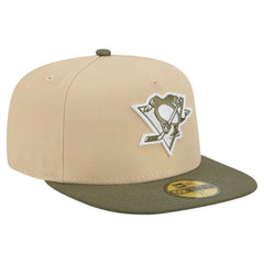 NHL Pittsburgh Penguins New Era Color Pack Two-Tone 59FIFTY A-Frame Fitted Hat - Tan/Olive