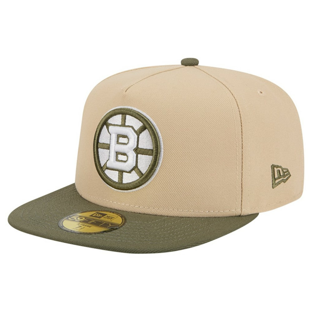 NHL Boston Bruins New Era Color Pack Two-Tone 59FIFTY A-Frame Fitted Hat - Tan/Olive