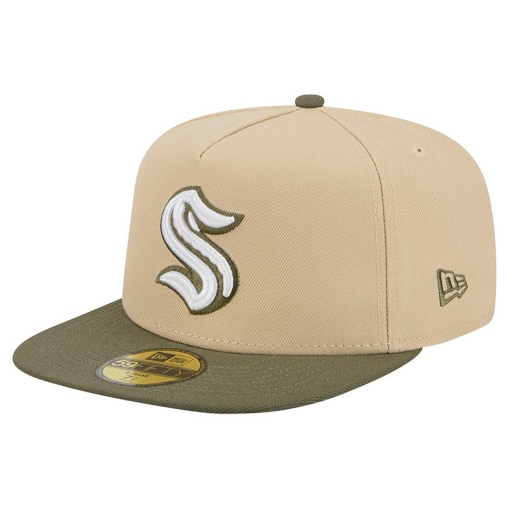 NHL Seattle Kraken New Era Color Pack Two-Tone 59FIFTY A-Frame Fitted Hat - Tan/Olive