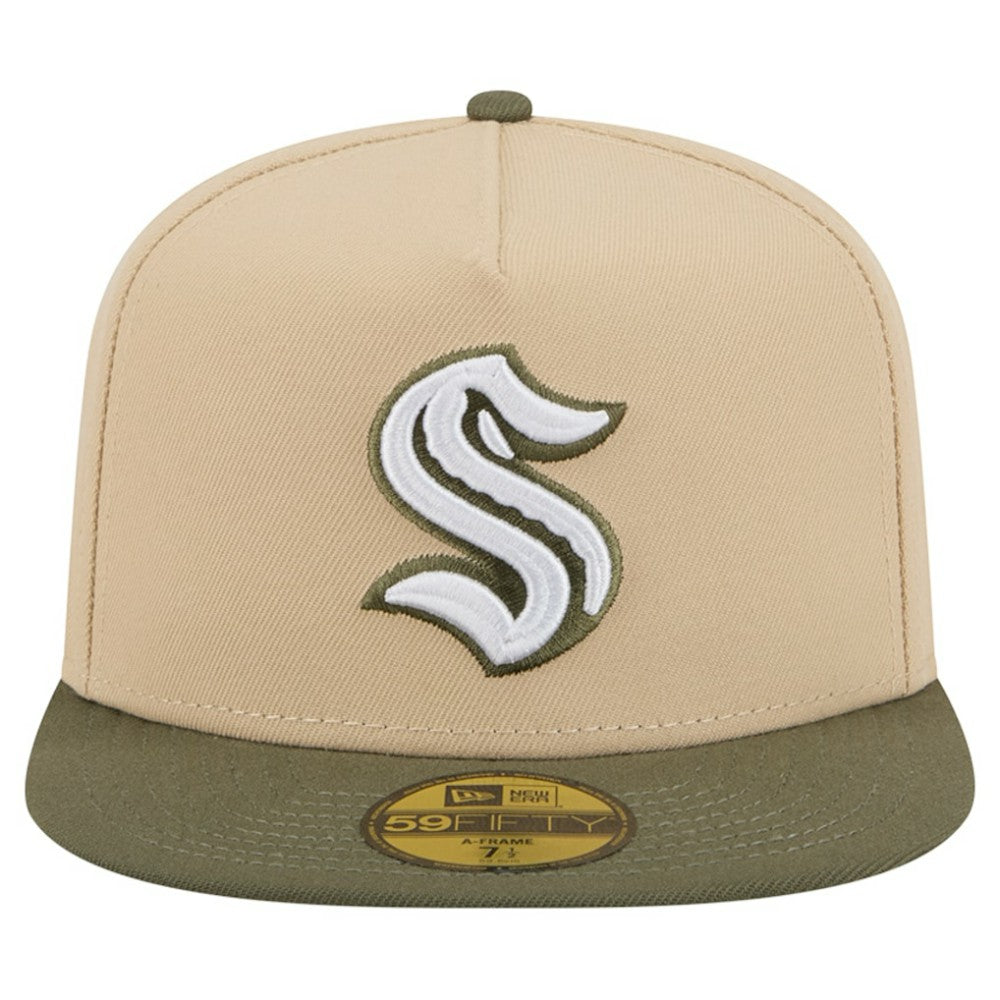 NHL Seattle Kraken New Era Color Pack Two-Tone 59FIFTY A-Frame Fitted Hat - Tan/Olive