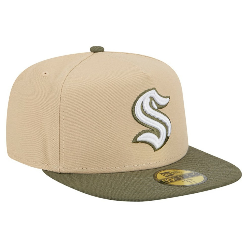 NHL Seattle Kraken New Era Color Pack Two-Tone 59FIFTY A-Frame Fitted Hat - Tan/Olive