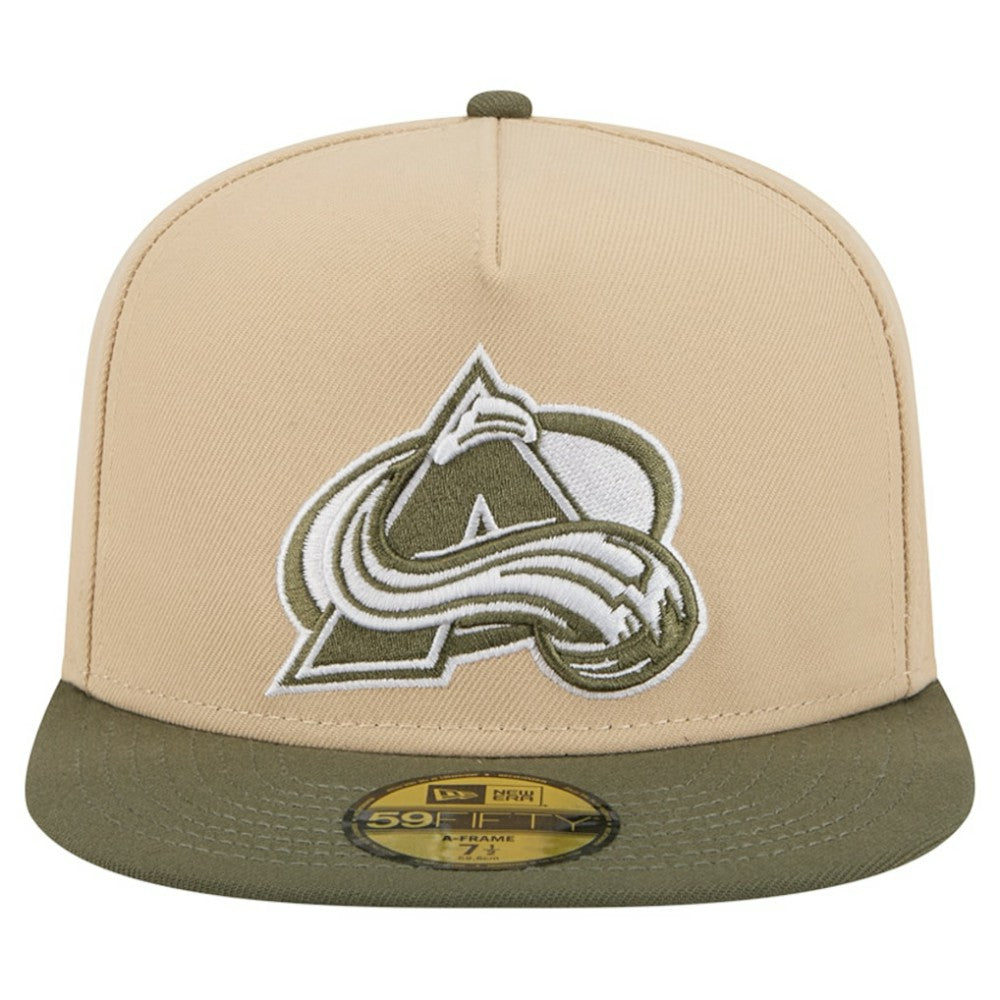 NHL Colorado Avalanche New Era Color Pack Two-Tone 59FIFTY A-Frame Fitted Hat - Tan/Olive