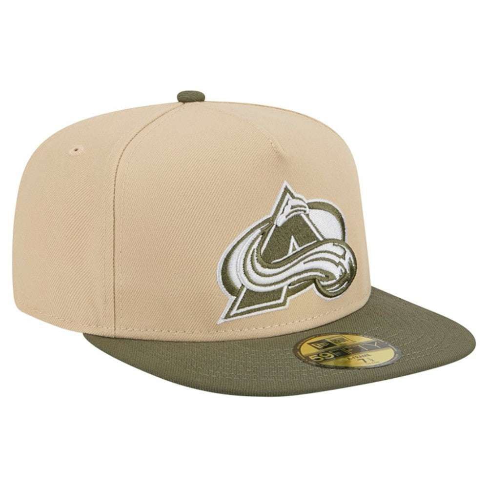 NHL Colorado Avalanche New Era Color Pack Two-Tone 59FIFTY A-Frame Fitted Hat - Tan/Olive