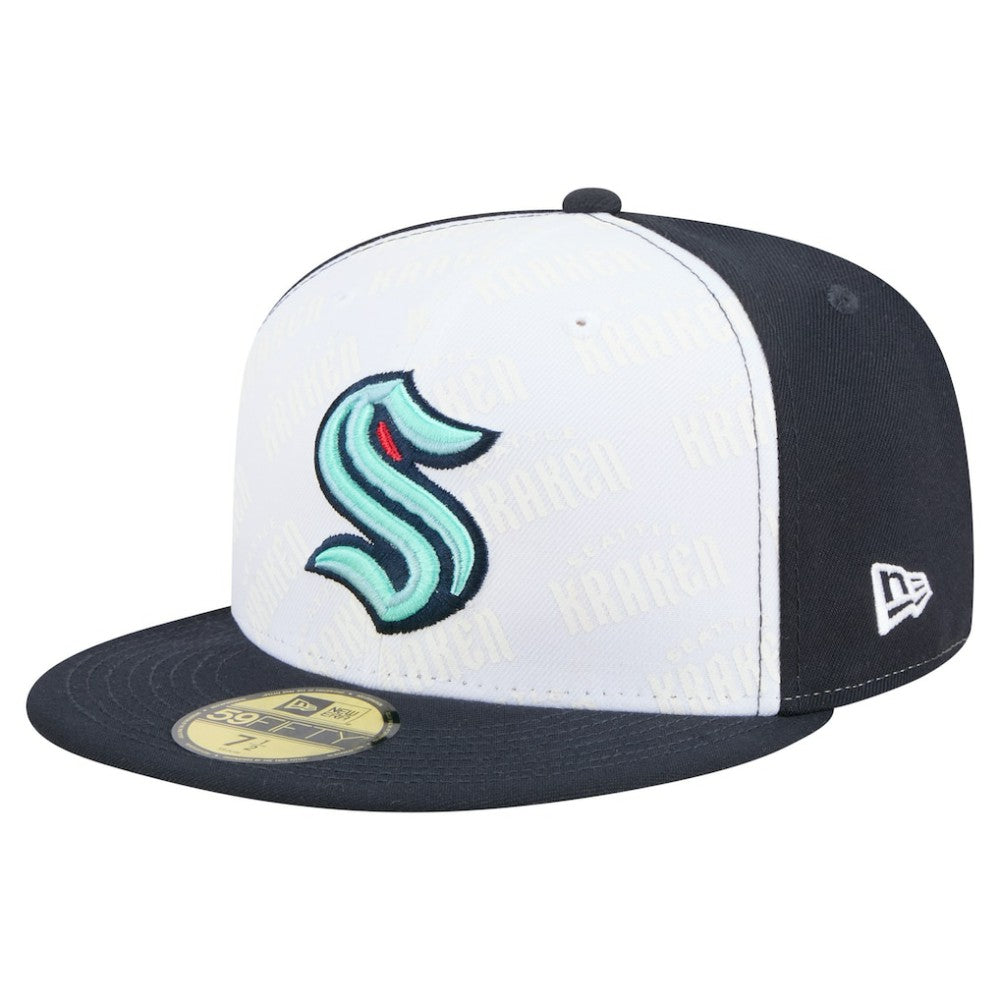 NHL Seattle Kraken New Era Repeat Two-Tone 59FIFTY Fitted Hat - White/Deep Sea Blue