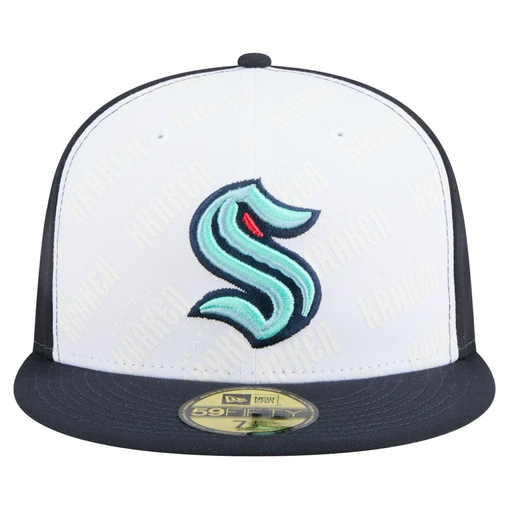 NHL Seattle Kraken New Era Repeat Two-Tone 59FIFTY Fitted Hat - White/Deep Sea Blue