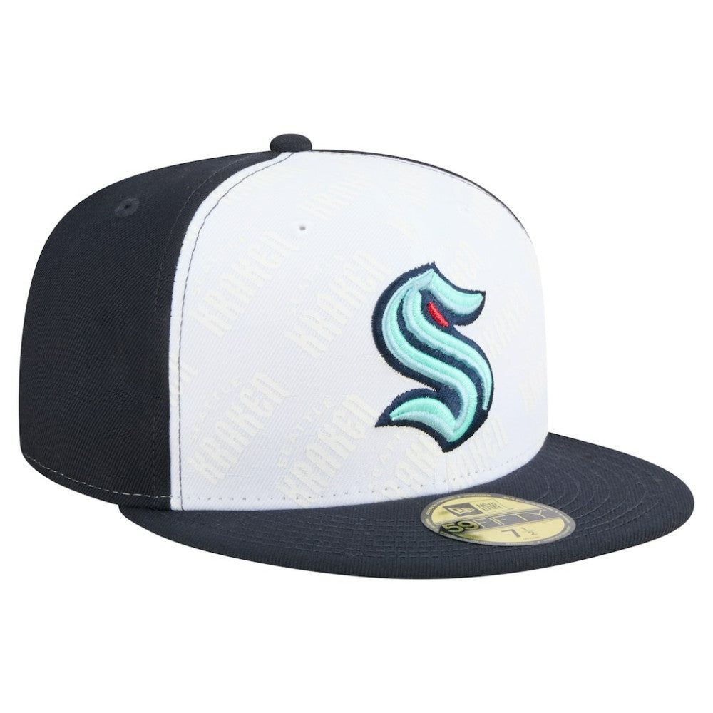 NHL Seattle Kraken New Era Repeat Two-Tone 59FIFTY Fitted Hat - White/Deep Sea Blue