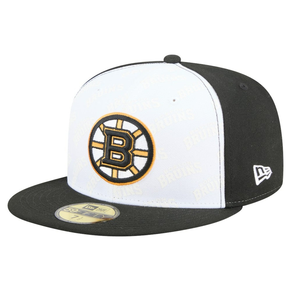 NHL Boston Bruins New Era Repeat Two-Tone 59FIFTY Fitted Hat - White/Black