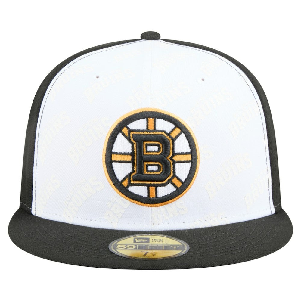 NHL Boston Bruins New Era Repeat Two-Tone 59FIFTY Fitted Hat - White/Black