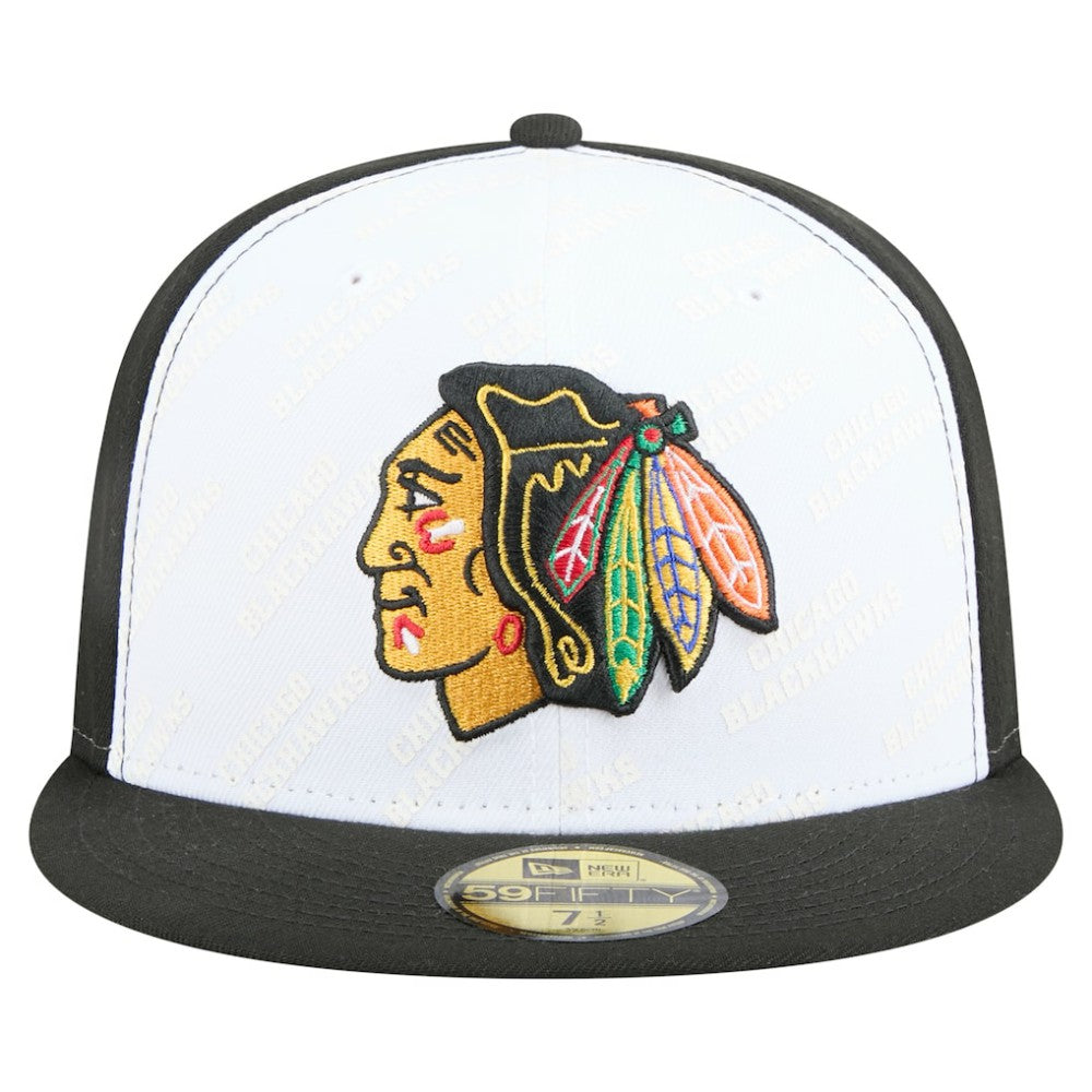 NHL Chicago Blackhawks New Era Repeat Two-Tone 59FIFTY Fitted Hat - White/Black