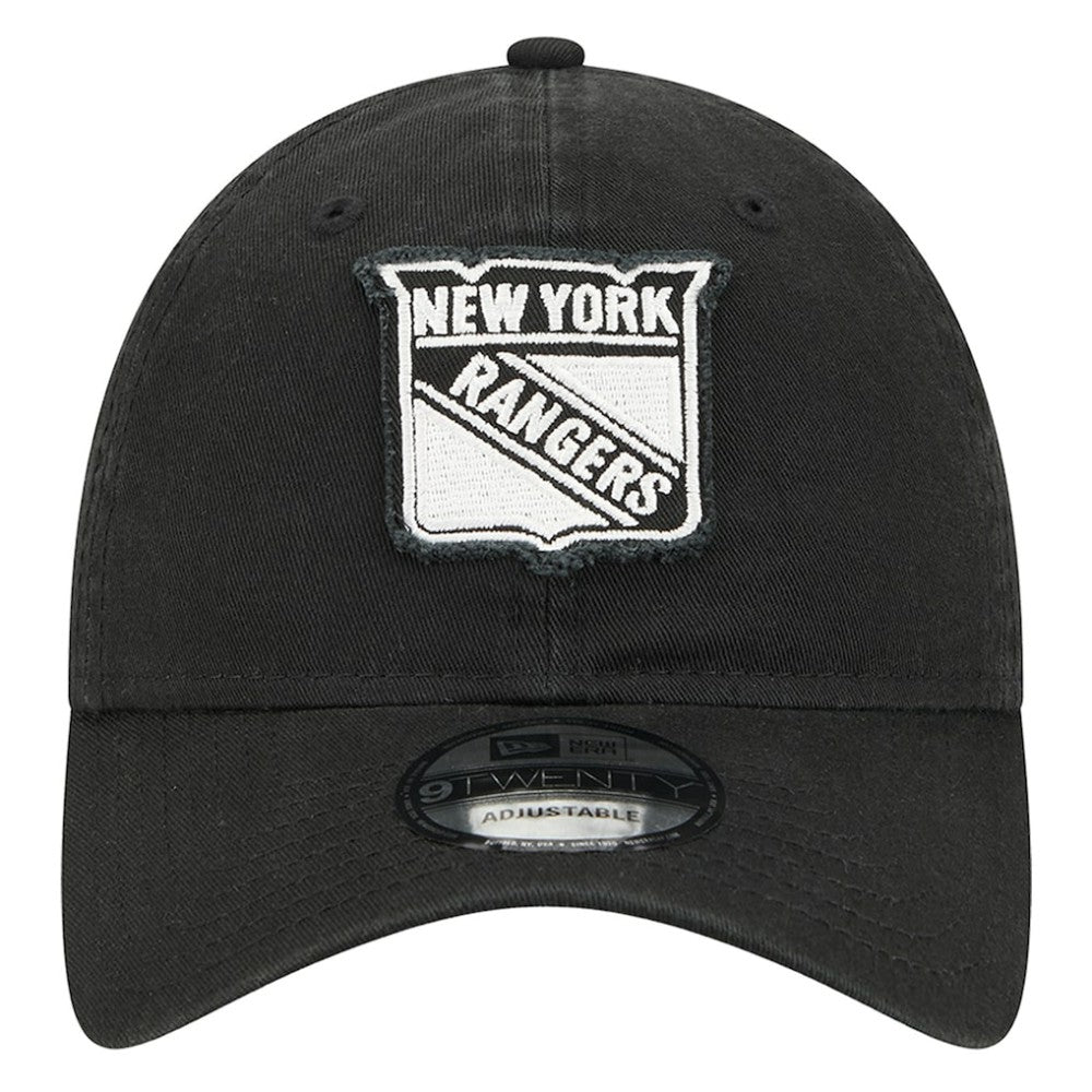 NHL New York Rangers New Era Stamp Fabric Applique 9TWENTY Adjustable Hat - Black