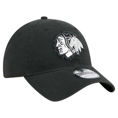 NHL Chicago Blackhawks New Era Stamp Fabric Applique 9TWENTY Adjustable Hat - Black