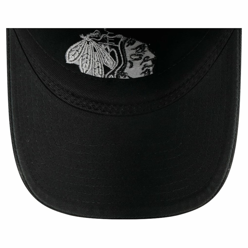 NHL Chicago Blackhawks New Era Stamp Fabric Applique 9TWENTY Adjustable Hat - Black