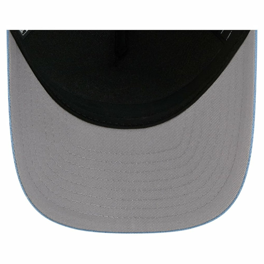 NHL Utah Mammoth New Era Hockey Sock 9FORTY A-Frame M-Crown Adjustable Trucker Hat - Light Blue/Black