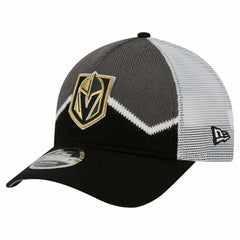 NHL Vegas Golden Knights New Era Hockey Sock 9FORTY A-Frame M-Crown Adjustable Trucker Hat - Black/Gray