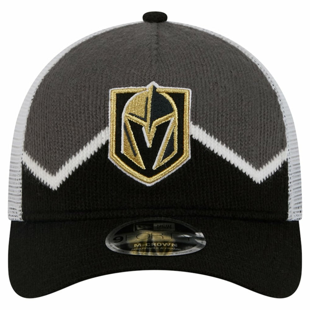 NHL Vegas Golden Knights New Era Hockey Sock 9FORTY A-Frame M-Crown Adjustable Trucker Hat - Black/Gray