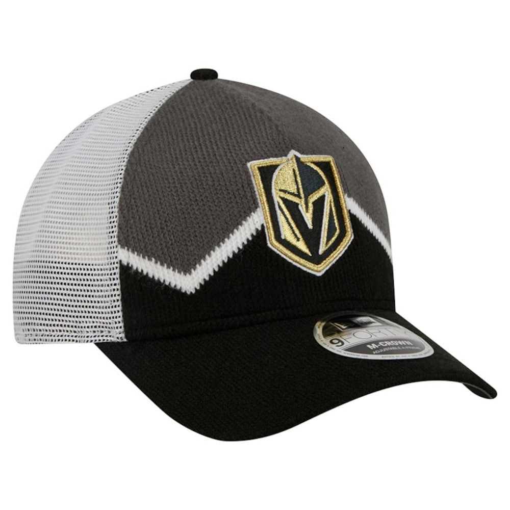 NHL Vegas Golden Knights New Era Hockey Sock 9FORTY A-Frame M-Crown Adjustable Trucker Hat - Black/Gray