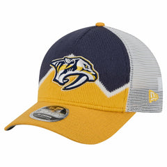 NHL Nashville Predators New Era Hockey Sock 9FORTY A-Frame M-Crown Adjustable Trucker Hat - Gold/Navy