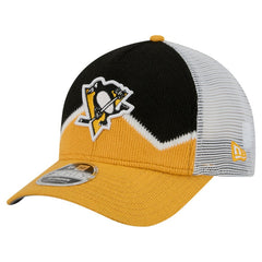 NHL Pittsburgh Penguins New Era Hockey Sock 9FORTY A-Frame M-Crown Adjustable Trucker Hat - Gold/Black