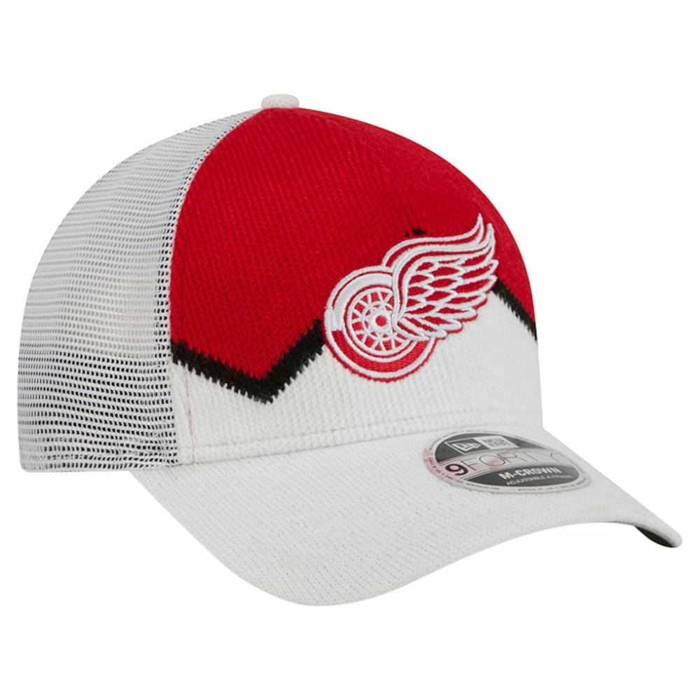 NHL Detroit Red Wings New Era Hockey Sock 9FORTY A-Frame M-Crown Adjustable Trucker Hat - White/Red
