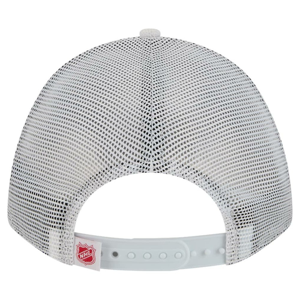 NHL Detroit Red Wings New Era Hockey Sock 9FORTY A-Frame M-Crown Adjustable Trucker Hat - White/Red