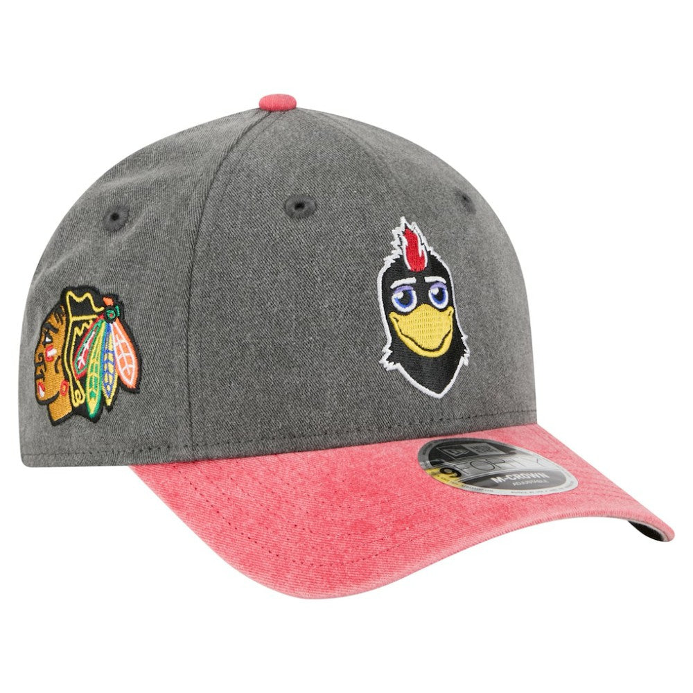 NHL Chicago Blackhawks New Era Mascot 2-Tone 9FORTY Adjustable Hat - Black/Red