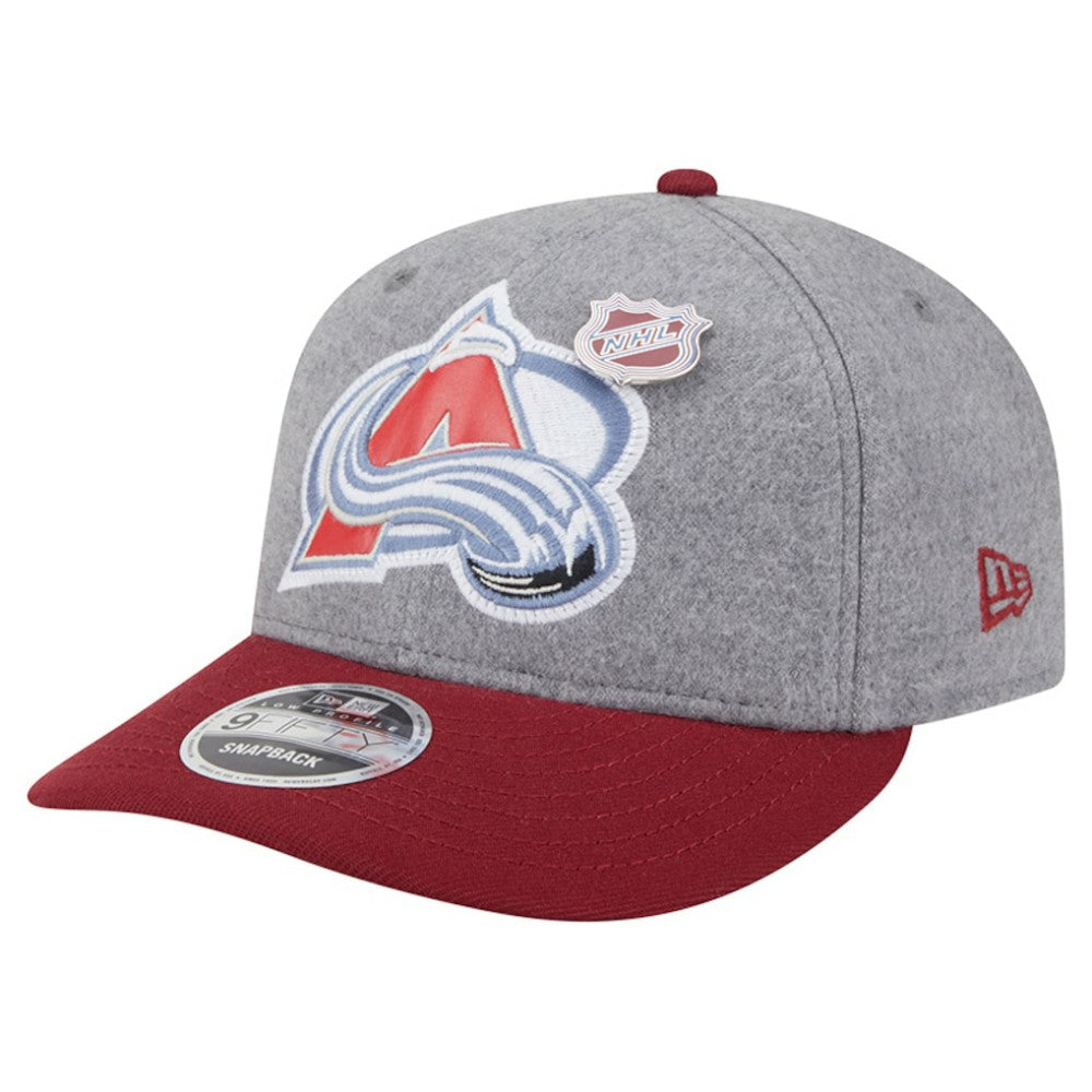 NHL Colorado Avalanche New Era Wool Pin Low Profile 9FIFTY Snapback Hat - Gray/Burgundy