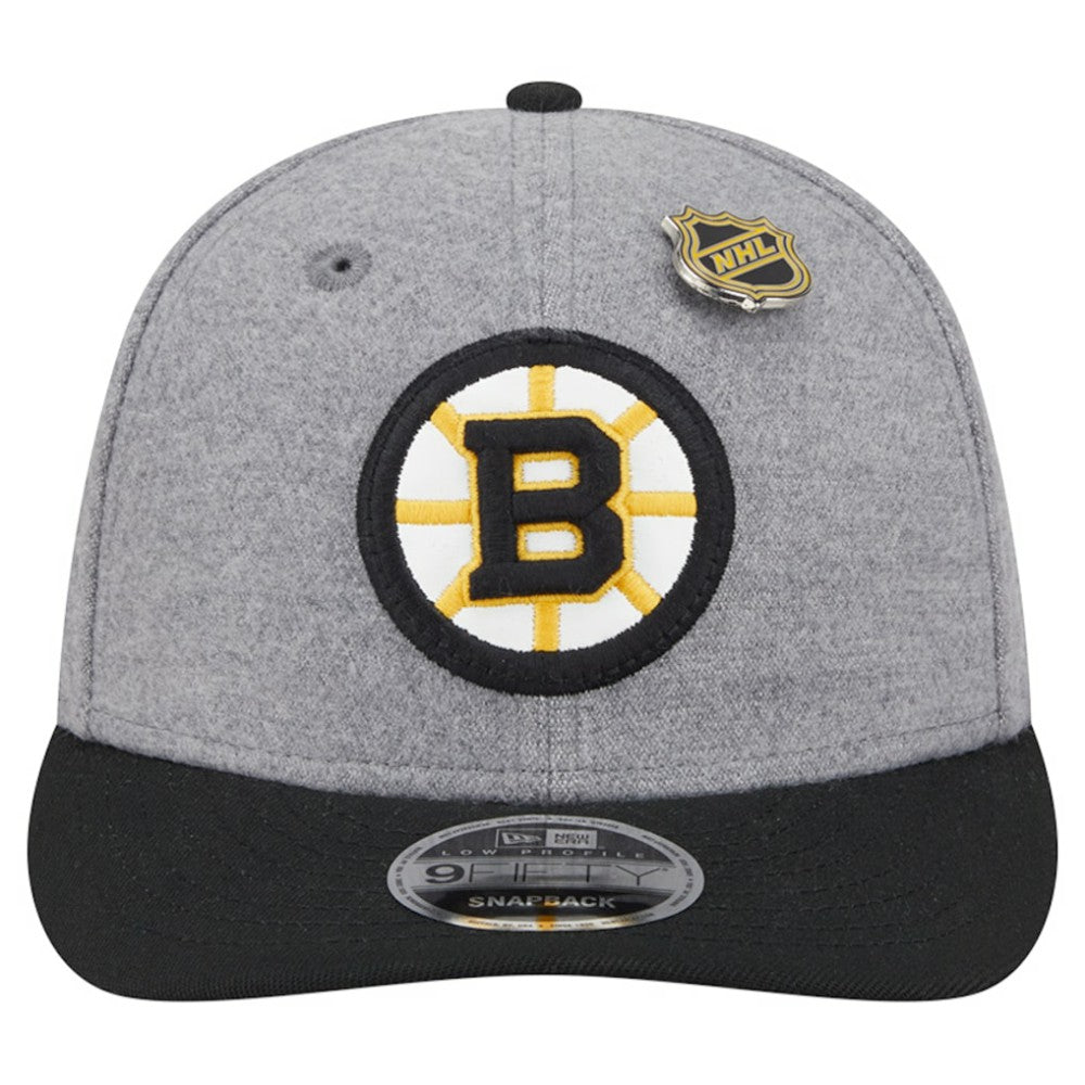 NHL Boston Bruins New Era Wool Pin Low Profile 9FIFTY Snapback Hat - Gray/Black