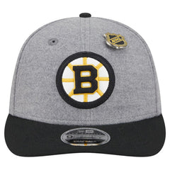 NHL Boston Bruins New Era Wool Pin Low Profile 9FIFTY Snapback Hat - Gray/Black