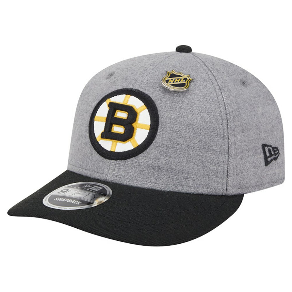 NHL Boston Bruins New Era Wool Pin Low Profile 9FIFTY Snapback Hat - Gray/Black