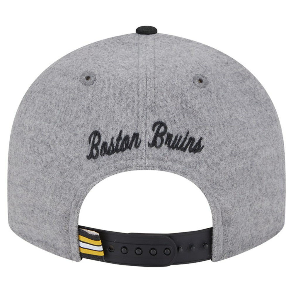 NHL Boston Bruins New Era Wool Pin Low Profile 9FIFTY Snapback Hat - Gray/Black