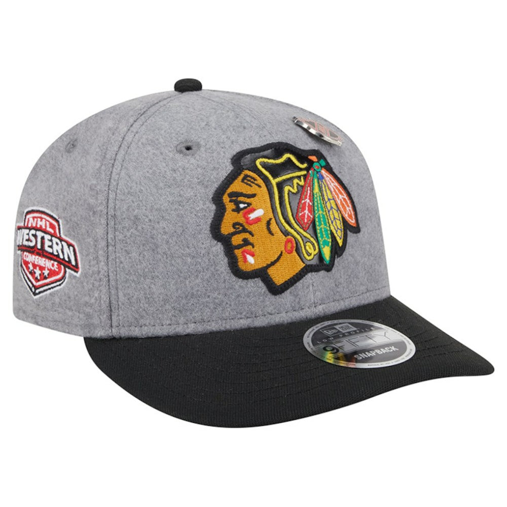 NHL Chicago Blackhawks New Era Wool Pin Low Profile 9FIFTY Snapback Hat - Gray/Black