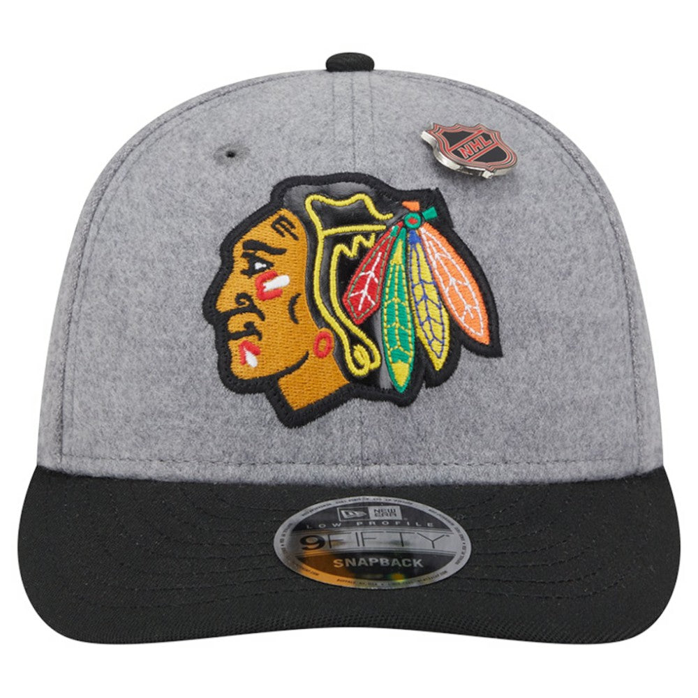 NHL Chicago Blackhawks New Era Wool Pin Low Profile 9FIFTY Snapback Hat - Gray/Black