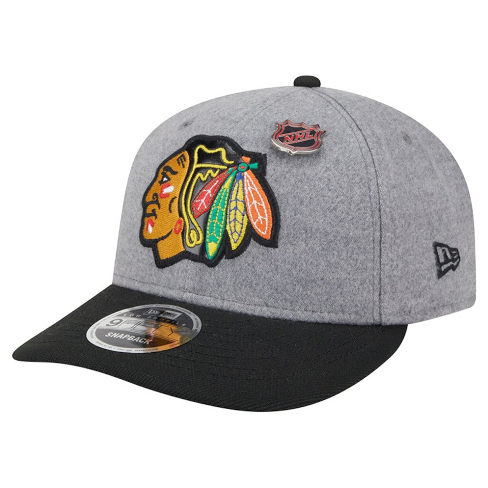 NHL Chicago Blackhawks New Era Wool Pin Low Profile 9FIFTY Snapback Hat - Gray/Black