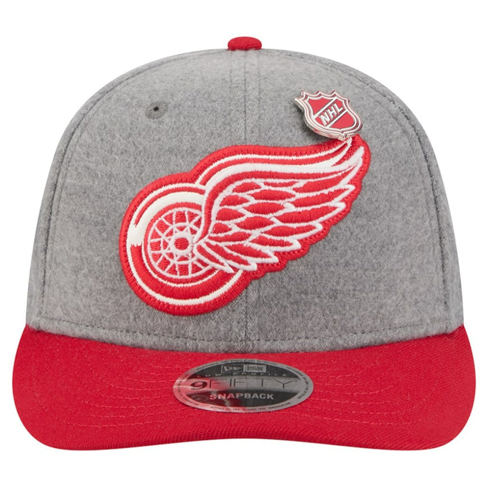 NHL Detroit Red Wings New Era Wool Pin Low Profile 9FIFTY Snapback Hat - Gray/Red