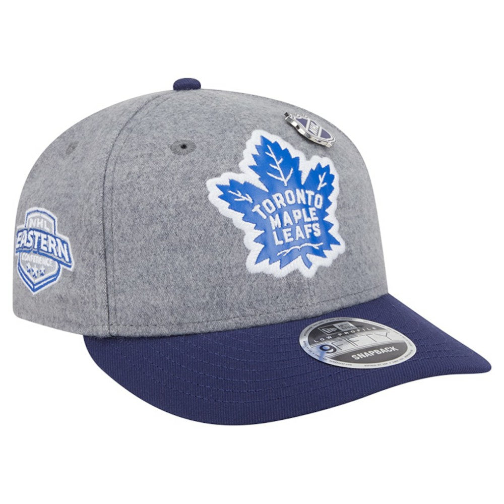 NHL Toronto Maple Leafs New Era Wool Pin Low Profile 9FIFTY Snapback Hat - Gray/Blue