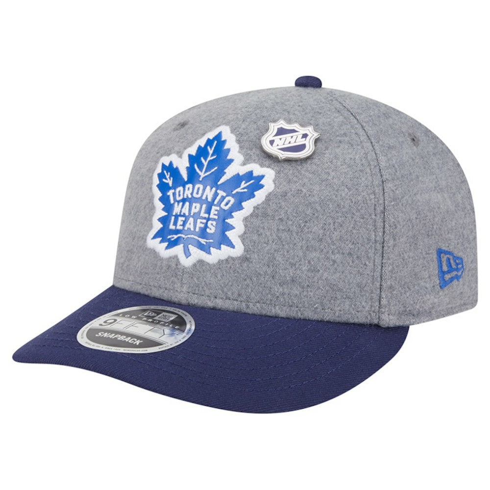 NHL Toronto Maple Leafs New Era Wool Pin Low Profile 9FIFTY Snapback Hat - Gray/Blue