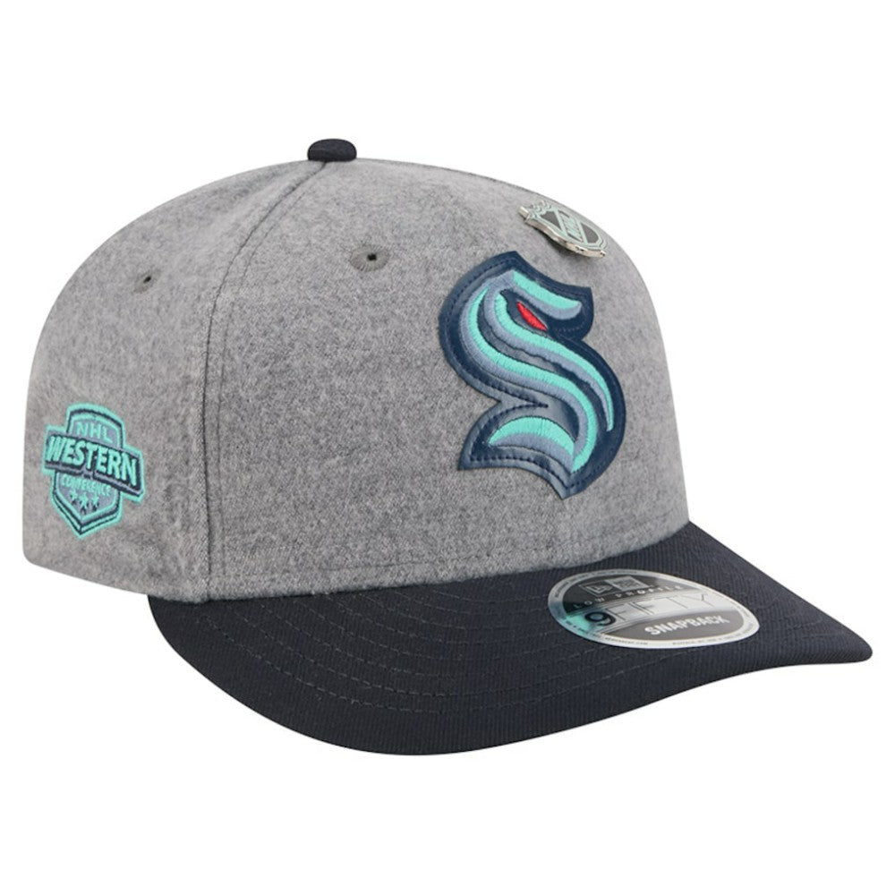NHL Seattle Kraken New Era Wool Pin Low Profile 9FIFTY Snapback Hat - Gray/Deep Sea Blue