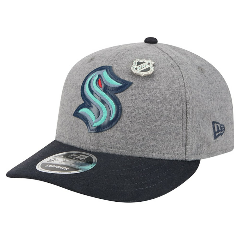NHL Seattle Kraken New Era Wool Pin Low Profile 9FIFTY Snapback Hat - Gray/Deep Sea Blue