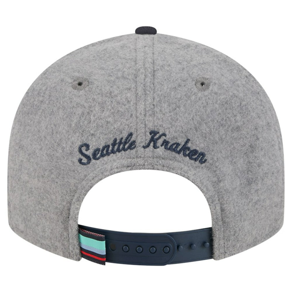 NHL Seattle Kraken New Era Wool Pin Low Profile 9FIFTY Snapback Hat - Gray/Deep Sea Blue
