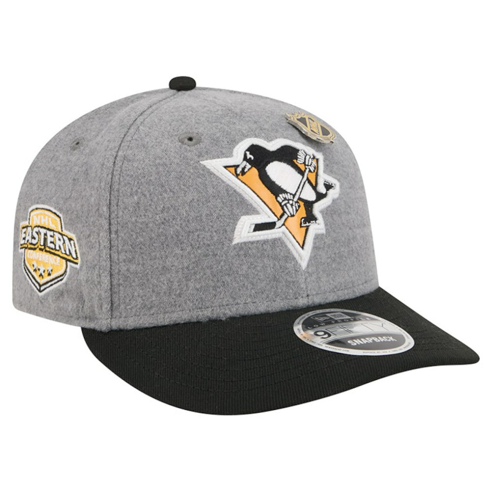 NHL Pittsburgh Penguins New Era Wool Pin Low Profile 9FIFTY Snapback Hat - Gray/Black