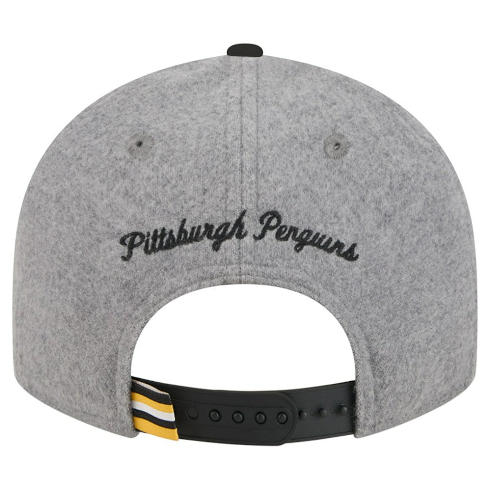 NHL Pittsburgh Penguins New Era Wool Pin Low Profile 9FIFTY Snapback Hat - Gray/Black