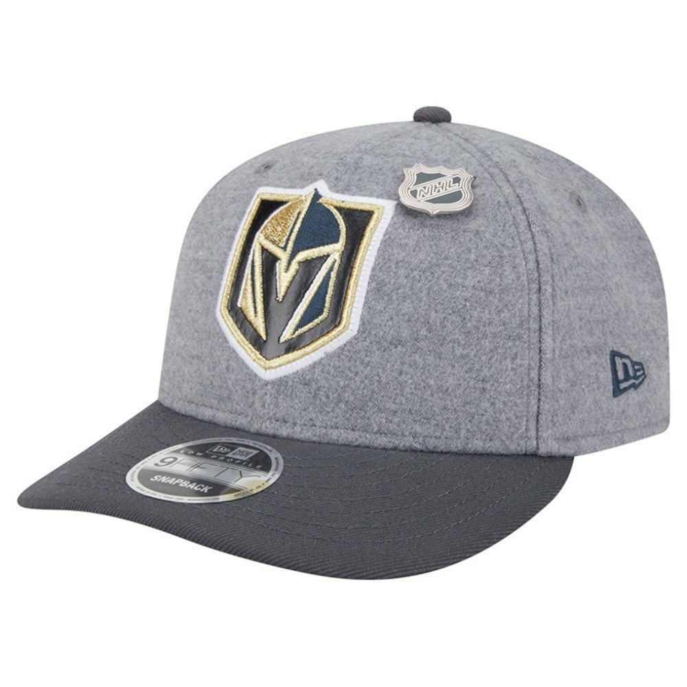 NHL Vegas Golden Knights New Era Wool Pin Low Profile 9FIFTY Snapback Hat - Gray/Black